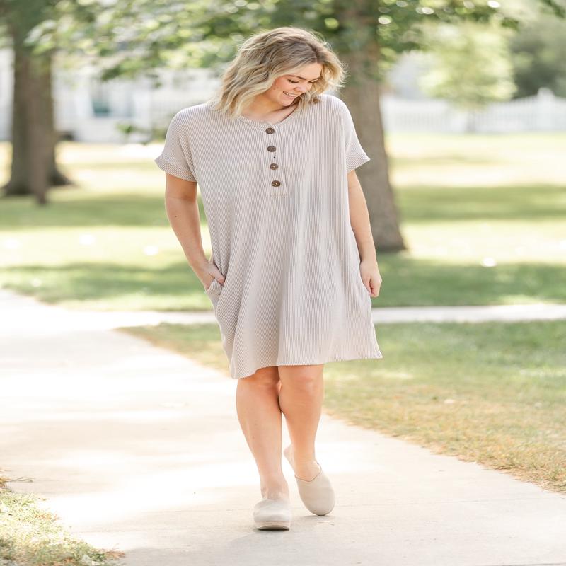Dawn Ribbed 1/4 Button Midi Dress - FINAL SALE