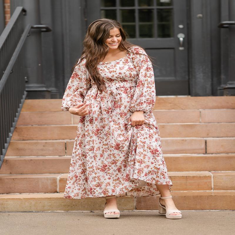 Floral Print Square Neck Maxi Dress - FINAL SALE
