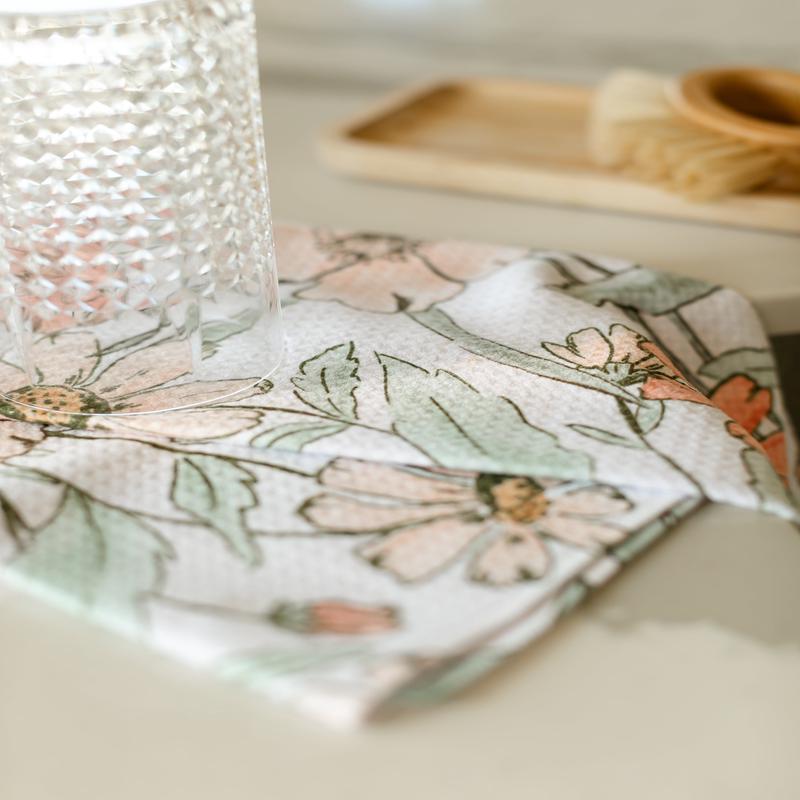 GeometryWildflower Whisper Waffle Tea Towel