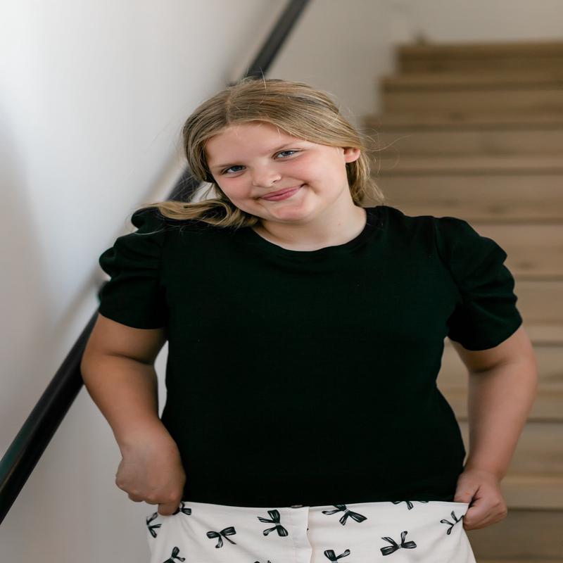 Girl's Ribbed Puff Sleeve Top - FINAL SALE