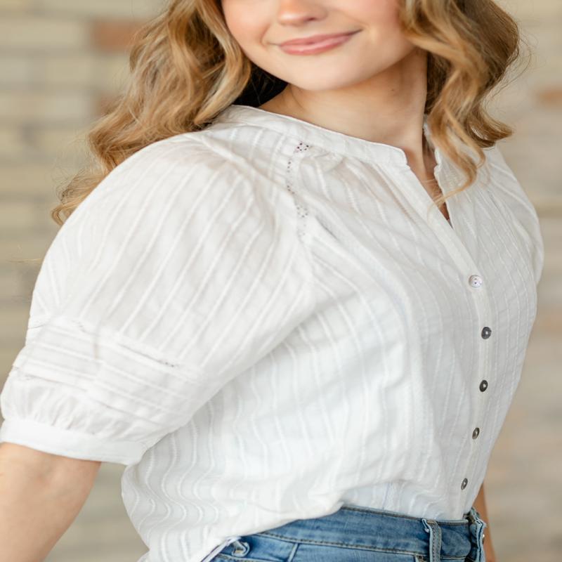 Lace Detail Button Up Top - FINAL SALE