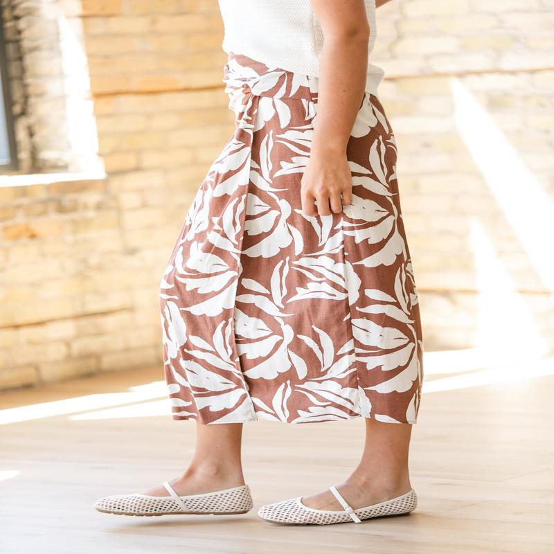 Linen Blend Wrap Midi Skirt - FINAL SALE