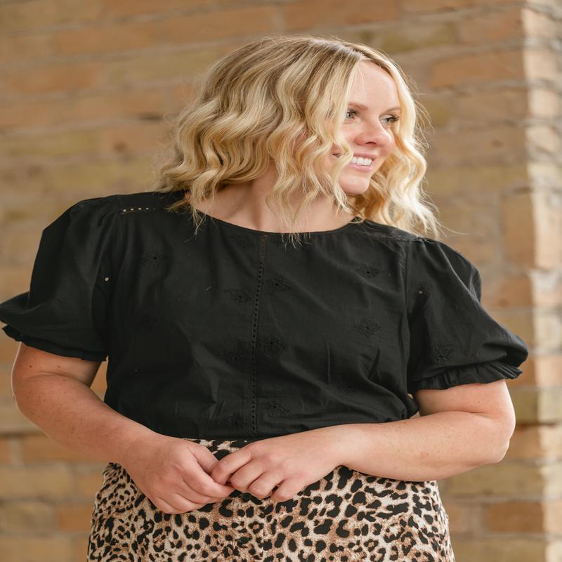 Mae Embroidered Puff Sleeve Top - FINAL SALE