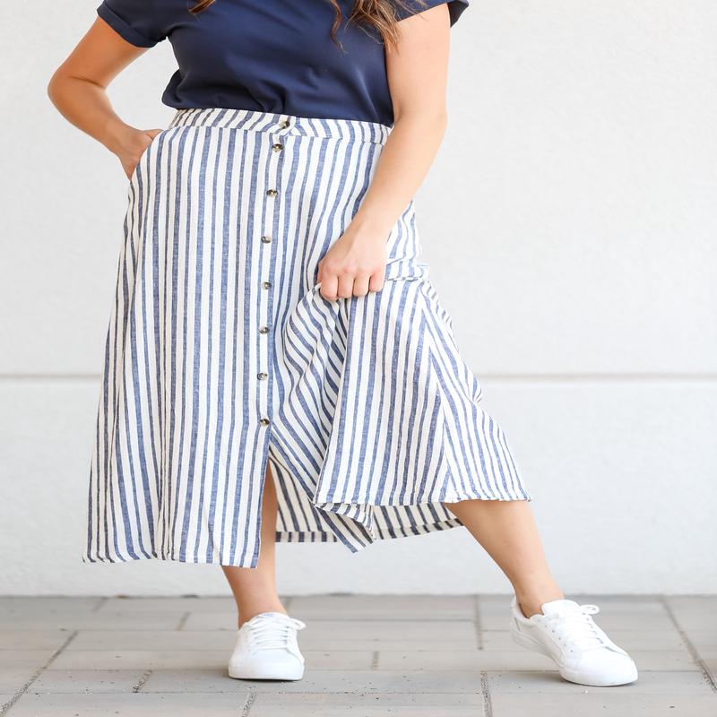 Marissa Striped Linen Blend Skirt - FINAL SALE