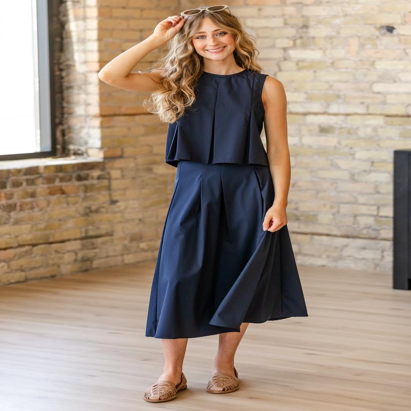 Ocean Calls Pleats Maxi Skirt - FINAL SALE