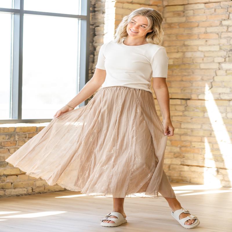 Printed Floral Lace Maxi Skirt - FINAL SALE