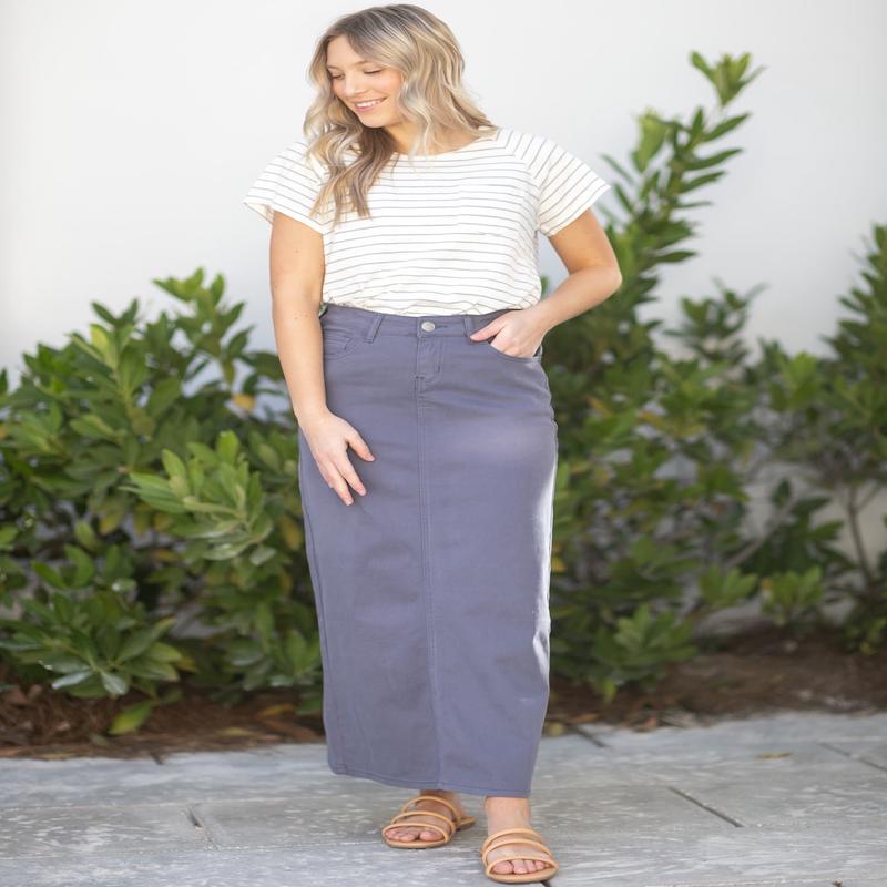Stella Coastal Blue Denim Maxi Skirt - FINAL SALE