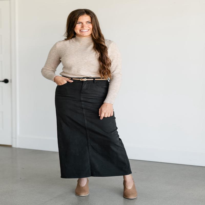 Stella Sable Black Denim Maxi Skirt - FINAL SALE