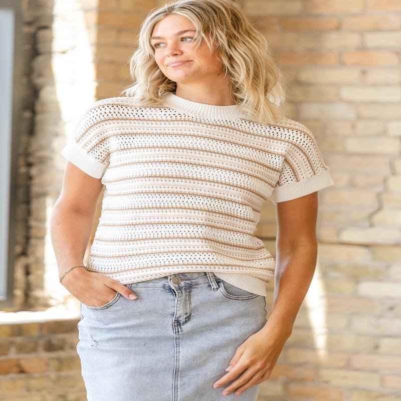 VARLEY Ciara Stripe Knit Top