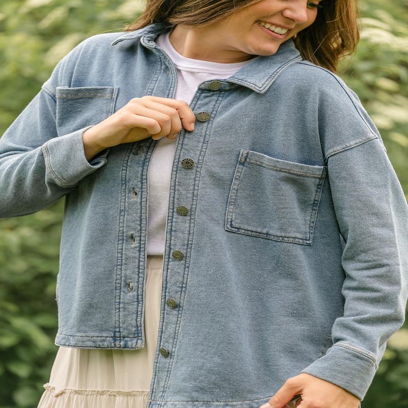 Denim Knit Shacket