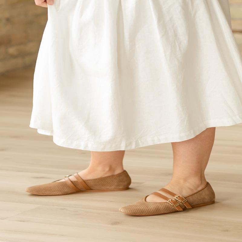 Dolce Vita Baylee Ballet Flats Pecan Perforated Suede