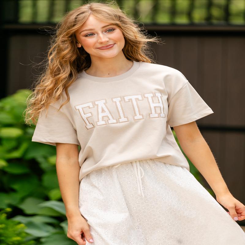 Eyelet Detail Faith Tee