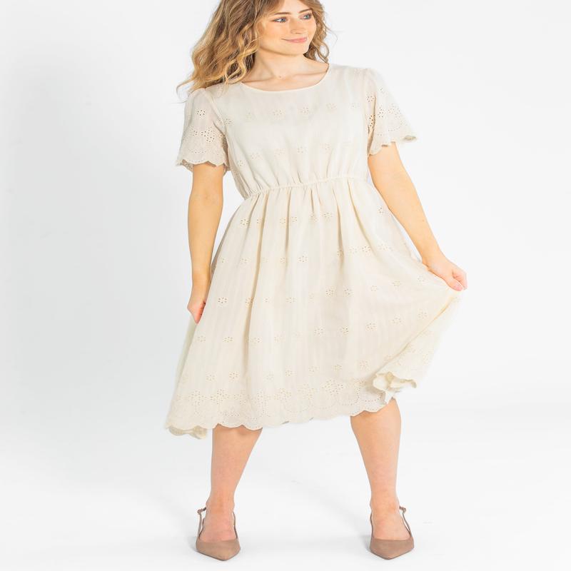 Eyelet Lace Scallop Hem Dress - FINAL SALE