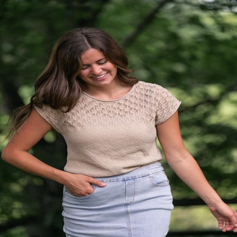 Eyelet Yoke Sweater Knit Top - FINAL SALE