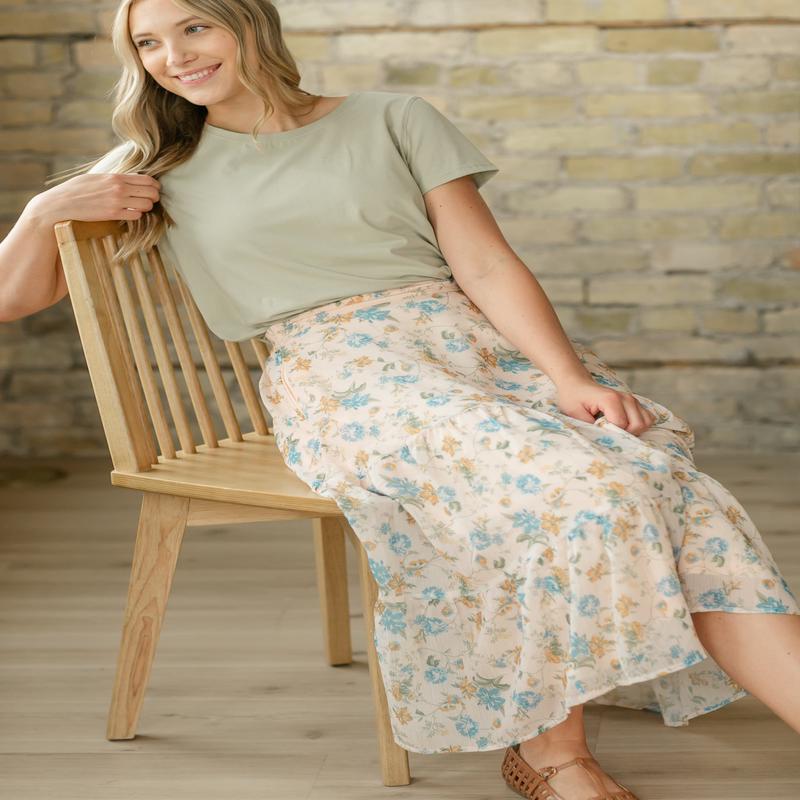 Floral Textured Tiered Maxi Skirt - FINAL SALE