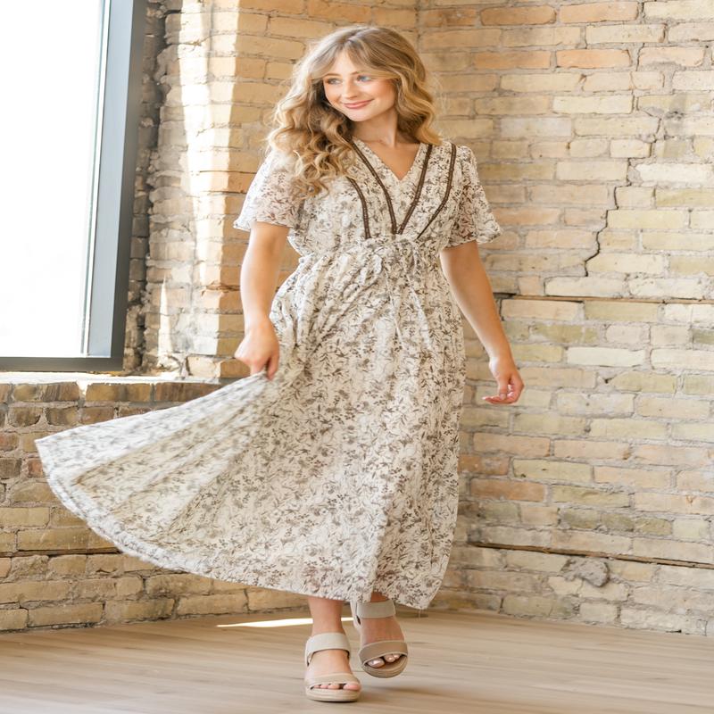 Floral V-neck Short Sleeve Maxi Dress - FINAL SALE