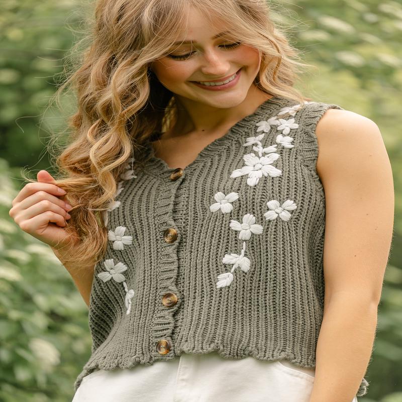 Flower Knit Sweater Vest - FINAL SALE