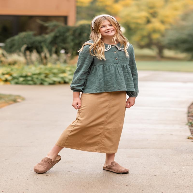 Girl's Khaki Long Skirt - FINAL SALE