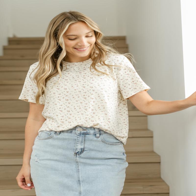 Kat Floral Relaxed Ribbed Tee
