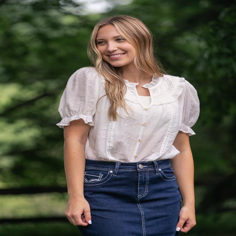 Lace Detail Puff Sleeve Top - FINAL SALE