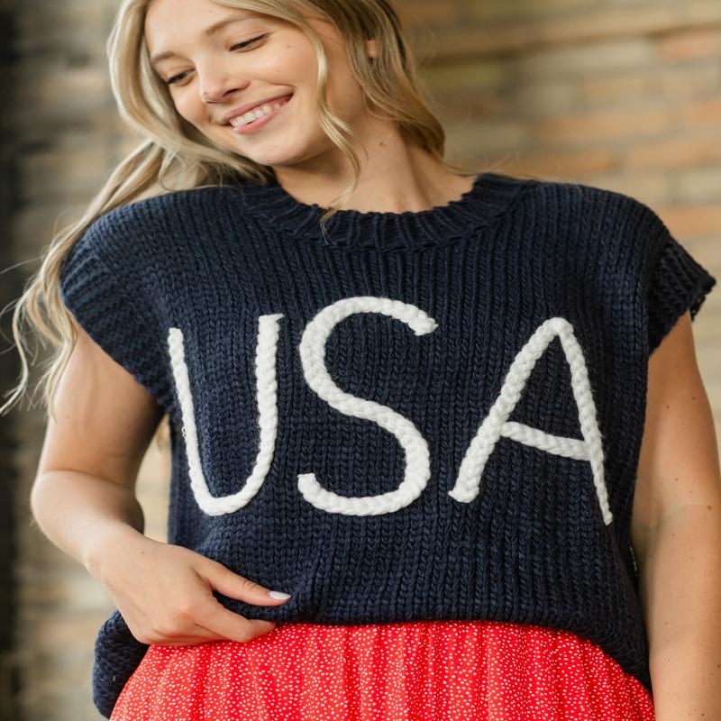 Navy USA Sweater Vest - FINAL SALE