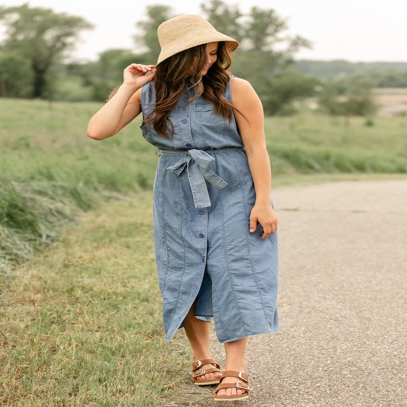 Sleeveless Belted Denim Dress - FINAL SALE