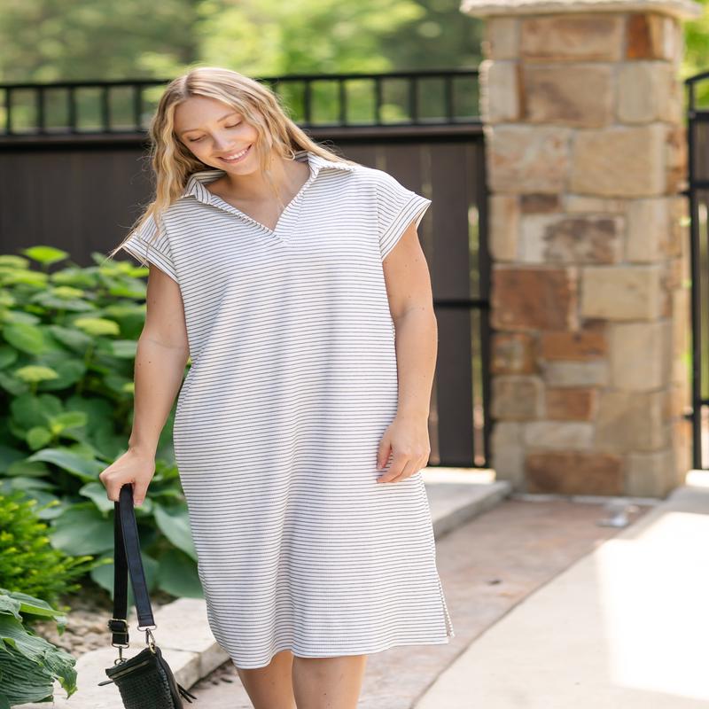 Stripe Collar Knit Dress - FINAL SALE