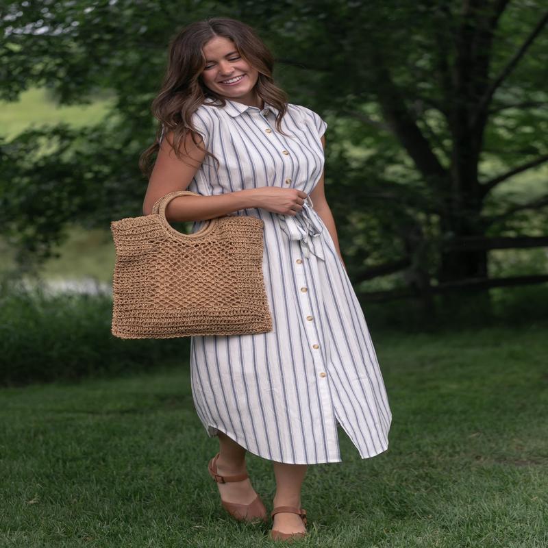 Striped Collared Shirt Dress