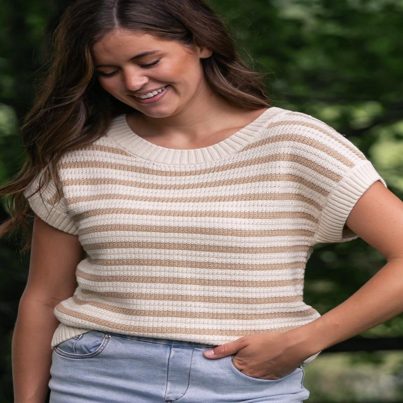 Striped Crewneck Knit Top