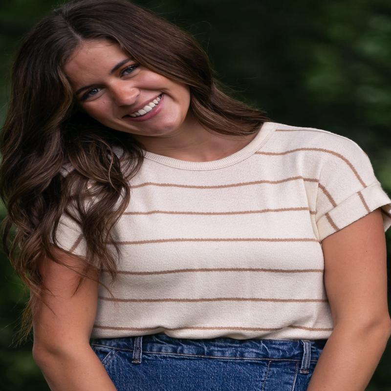 Striped Round Neck Knit Top