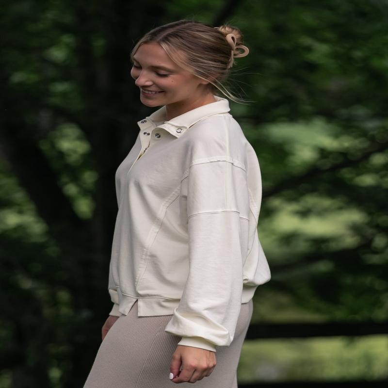 Washed Half Snap Knit Top - FINAL SALE