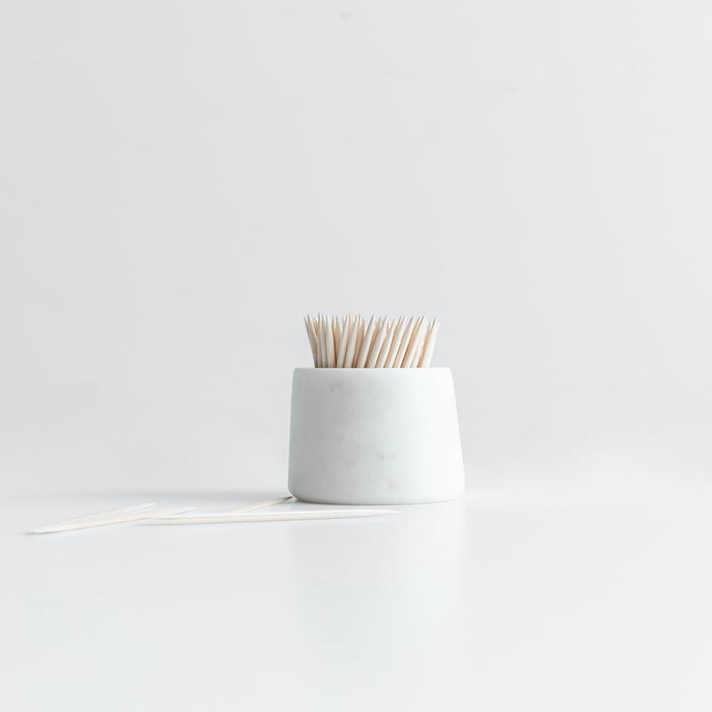 White Marble Toothpick Holder - FINAL SALE