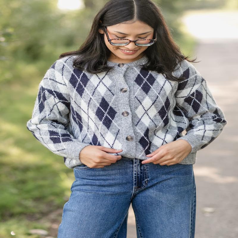 Bec Argyle Button Up Cardigan - FINAL SALE