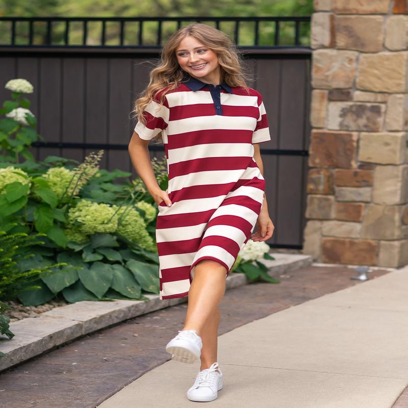 Big Stripe Collar Midi Dress - FINAL SALE
