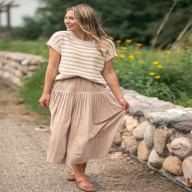 Elastic Waist Detailed Midi Skirt - FINAL SALE