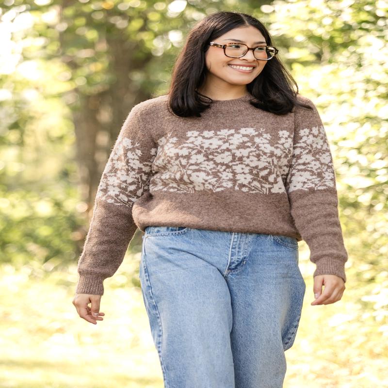Floral Block Stripe Soft Sweater - FINAL SALE