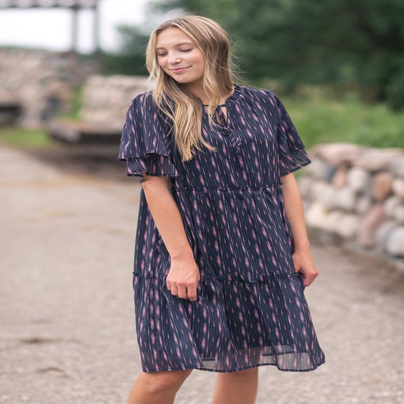 Floral Double Sleeve Midi Dress - FINAL SALE