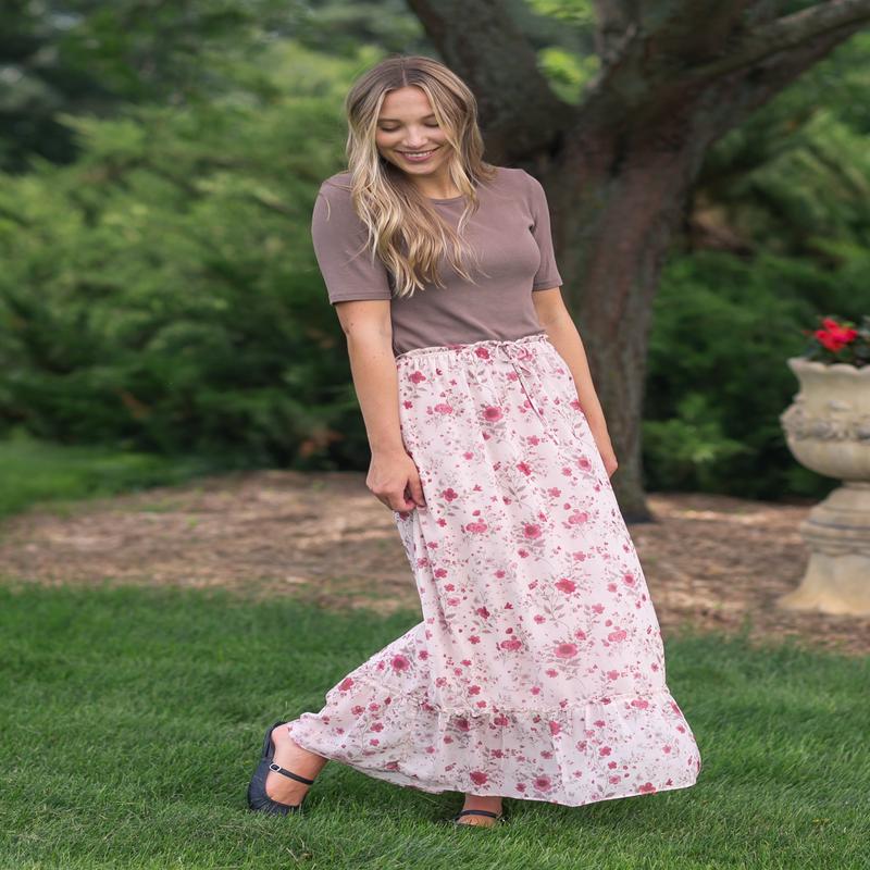 Floral Waist Tie Maxi Skirt