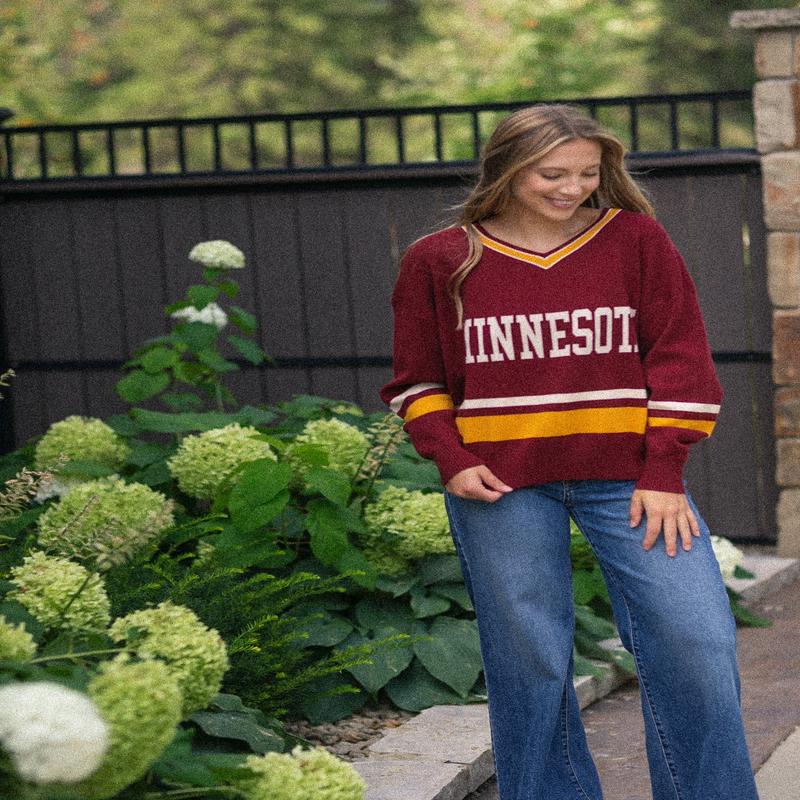 Minnesota Logo V-neck Sweater