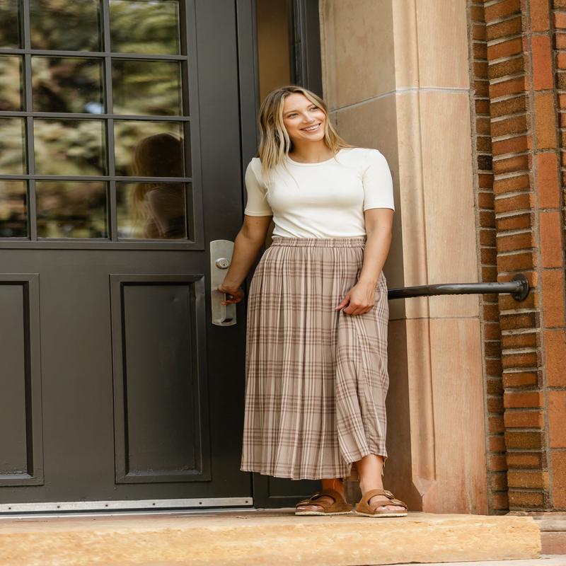 Mocha Plaid Maxi Skirt