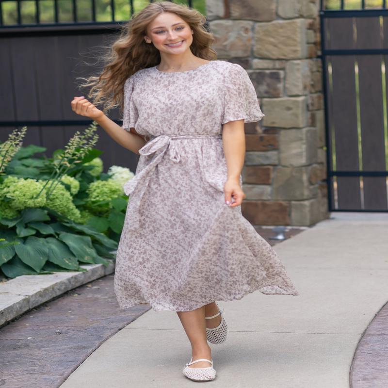 Pleated Chiffon Printed Dress - FINAL SALE