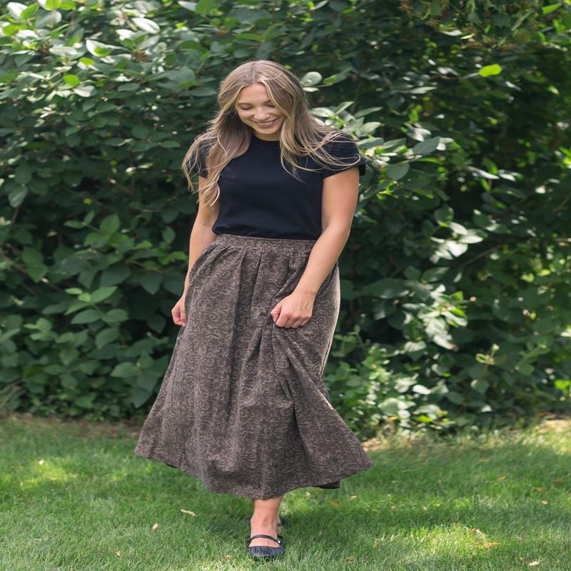 Printed Brown Midi Skirt