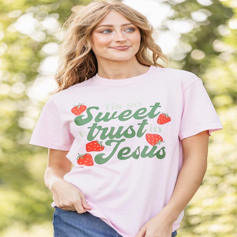 Trust In Jesus Strawberry Graphic Tee - FINAL SALE