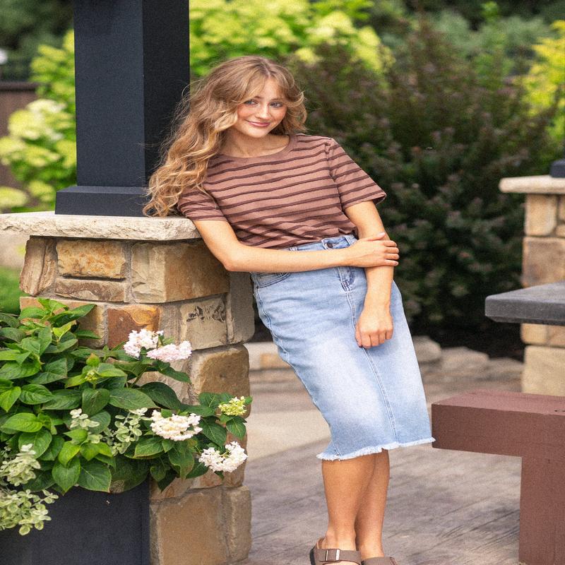 Two Tone Stripe Top - FINAL SALE