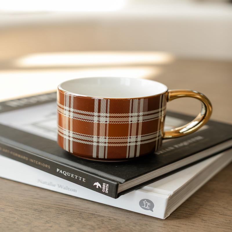 Brown Plaid Coffee Mug - FINAL SALE