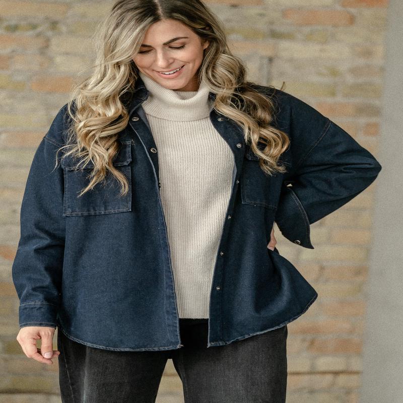 Dark Denim Button Up Top