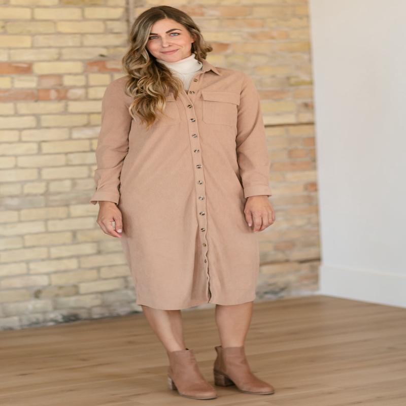 DOORBUSTER - Anika Corduroy Shirt Dress - FINAL SALE