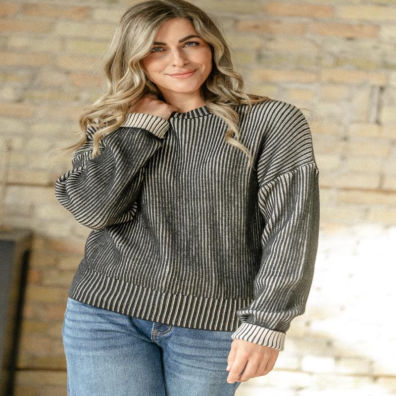 elan Black White Knit Sweater