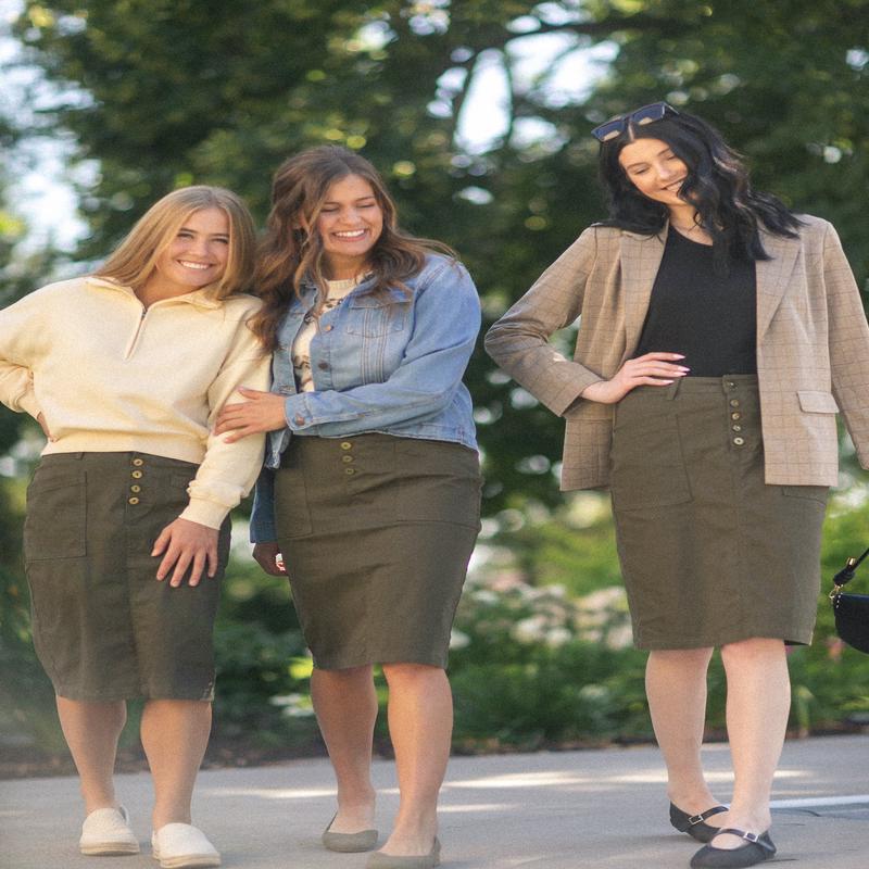 Kennedy Olive Midi Denim Skirt