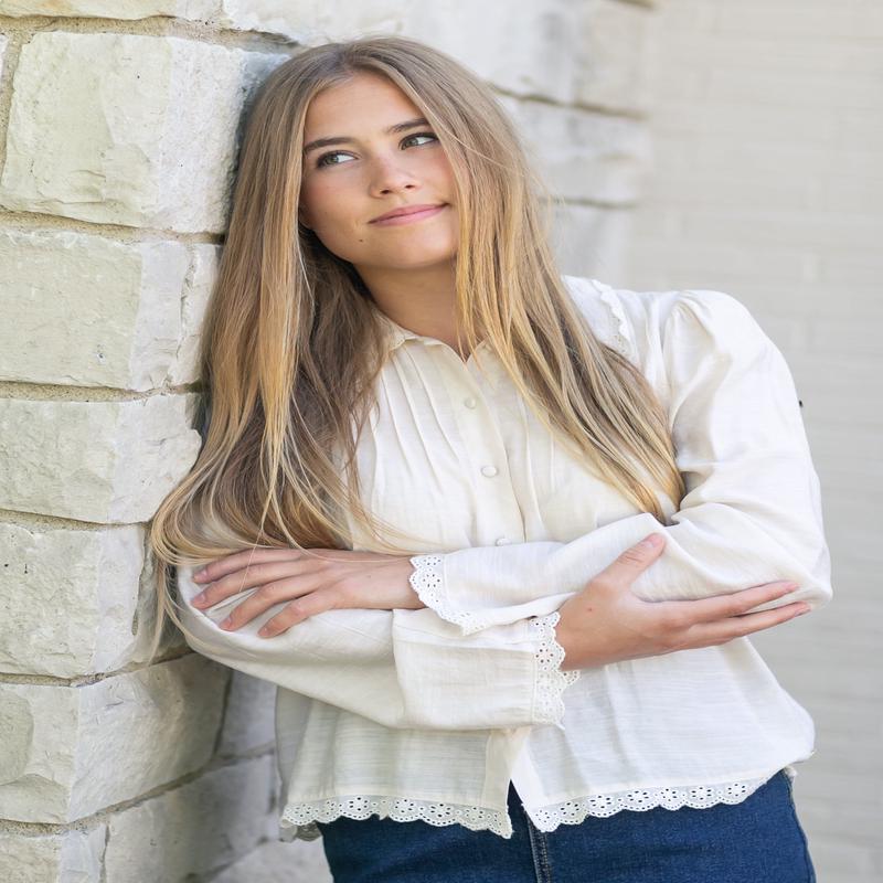 Lace Collar Button Up Top - FINAL SALE